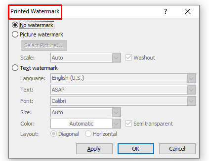 ‘Printed Watermark’