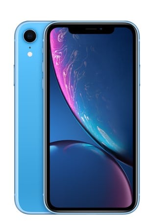 tampilan iphone XR berwarna biru