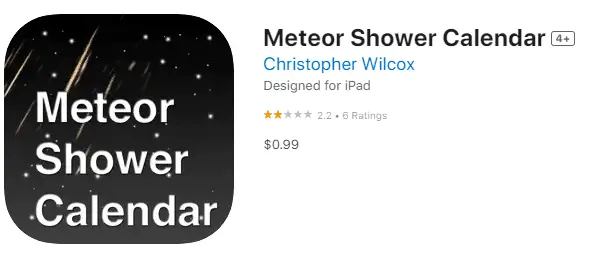 tampilan meteor shower calender di IOS store