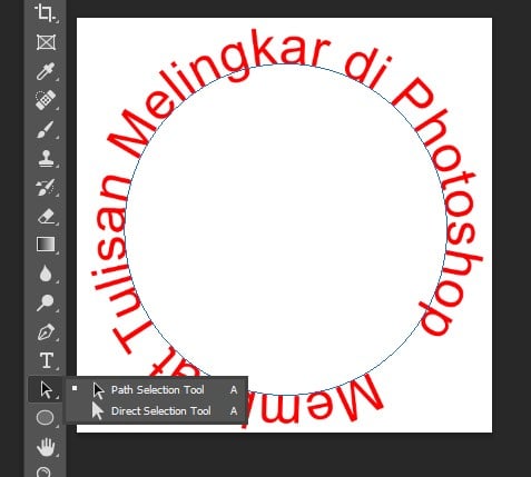 mengubah ukuran path membuat tulisan lingkaran dengan path selection tool