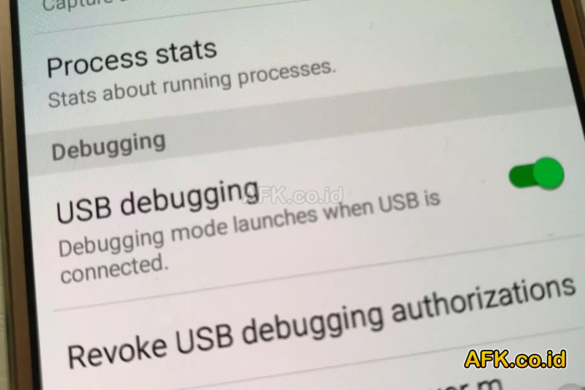 pilihan usb debugging di android