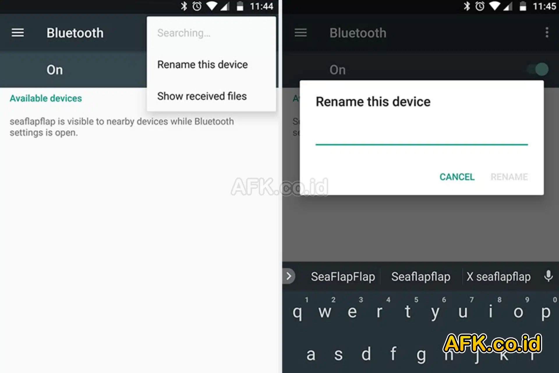 Menu mengganti nama bluetooth di android