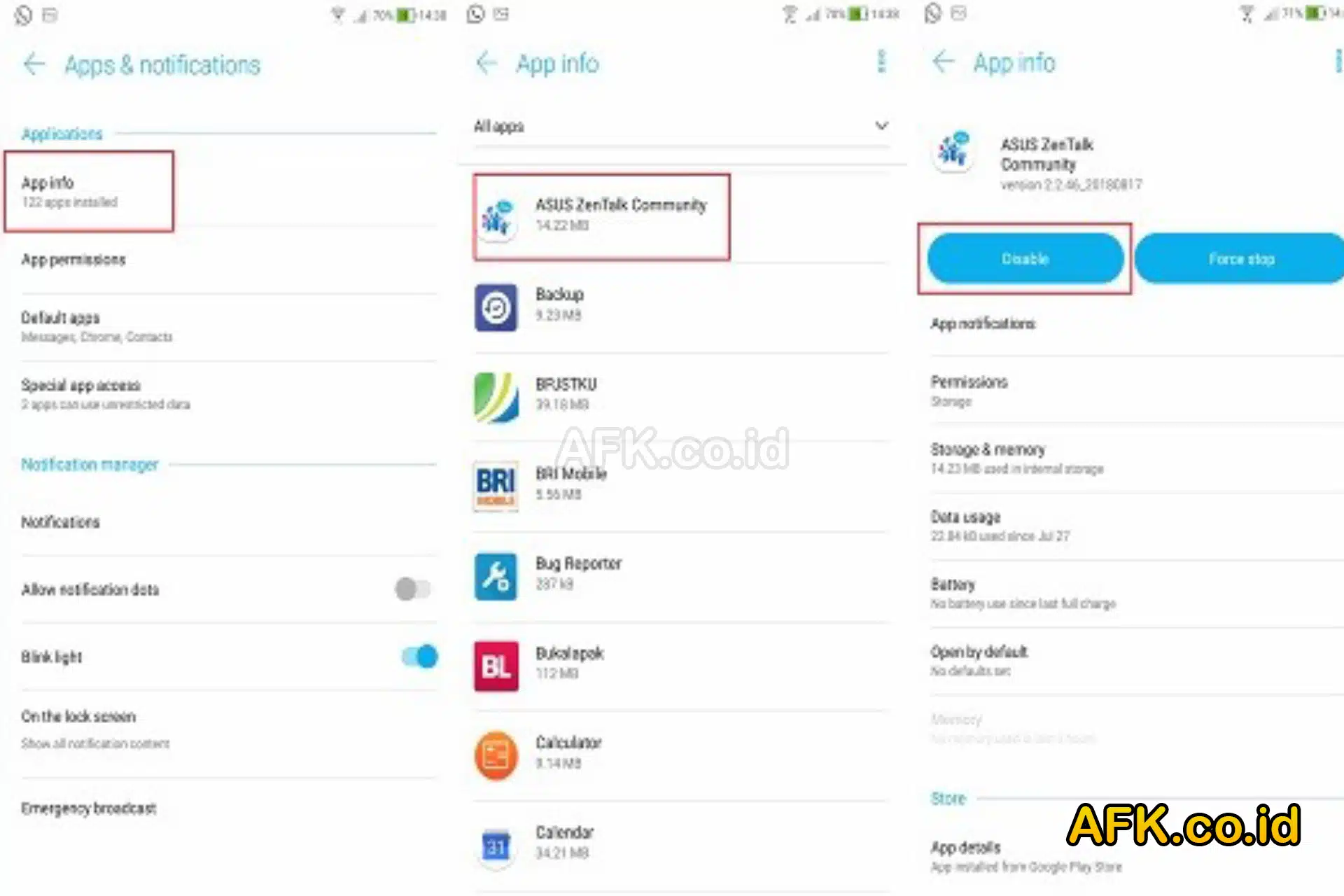 cara menonaktifkan aplikasi di android