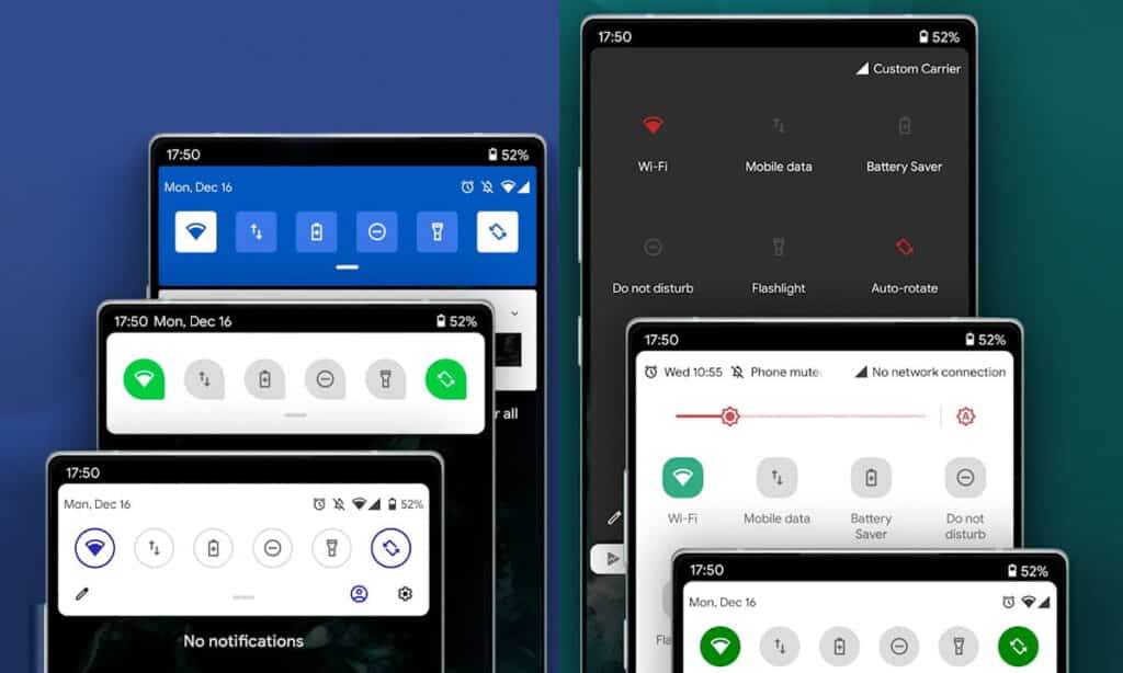 Tampilan beberapa panel notifikasi sebagai ilustrasi google pisahkan panel notifikasi android 16