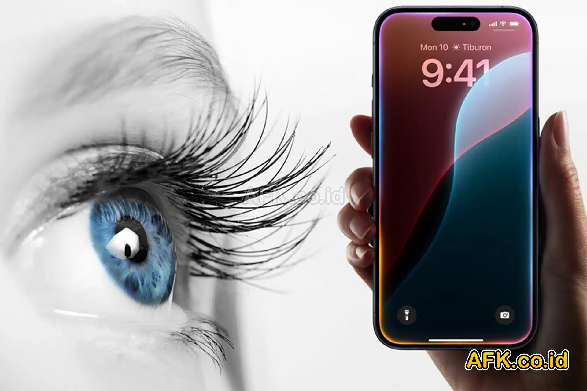 foto iphone dan mata berwarna biru ilustrasi cara aktifkan eye tracking di iphone 18