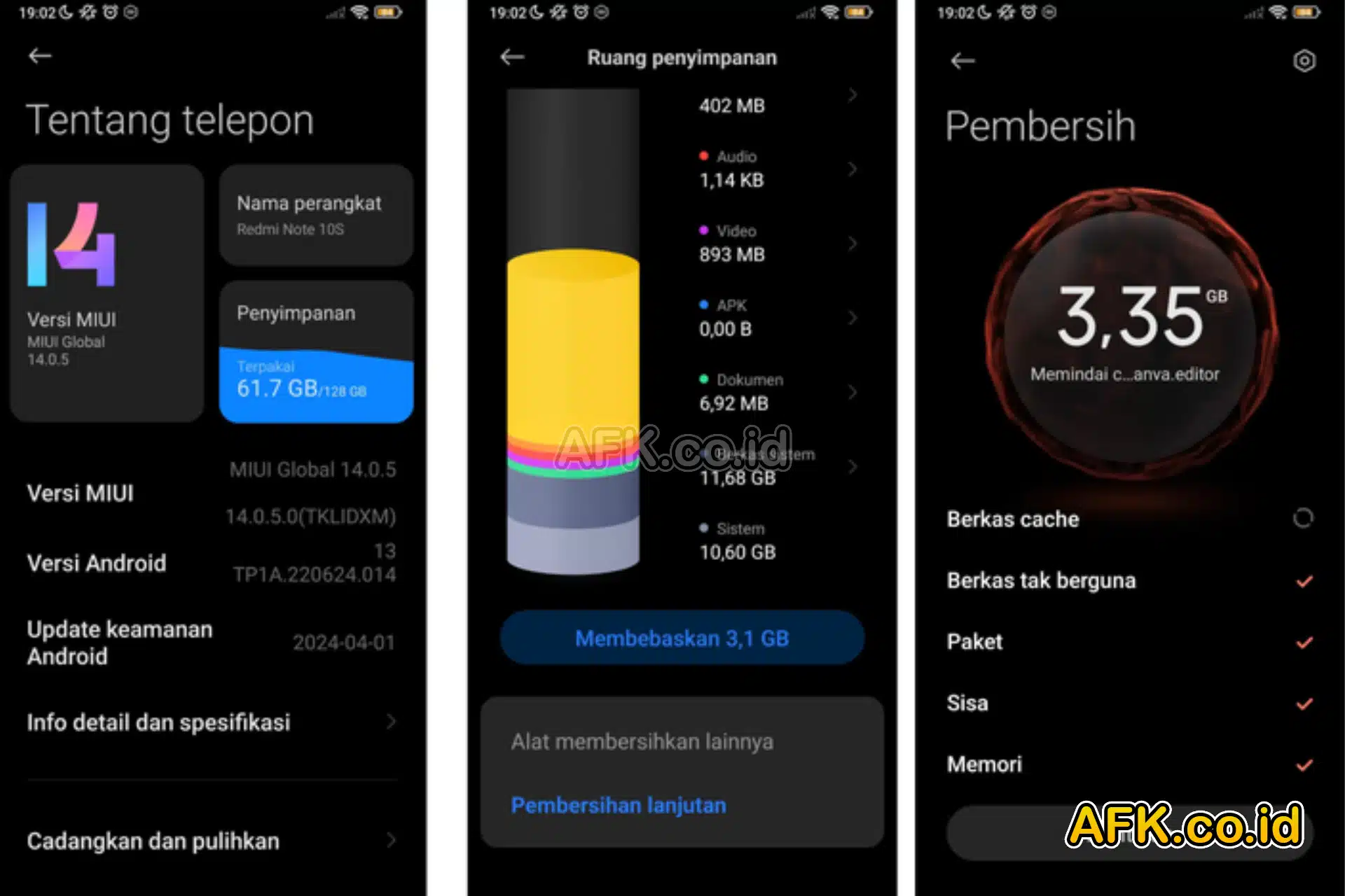 tampilan menu android untuk cara hapus data sistem